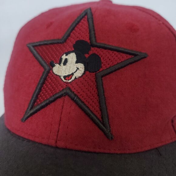 Vintage Disney Mickey Mouse Cap Snap Back Red Black Trucker Hat Big Star - Picture 5 of 8
